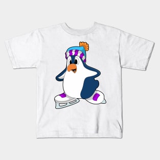 Penguin at Ice skating with Ice skates Kids T-Shirt